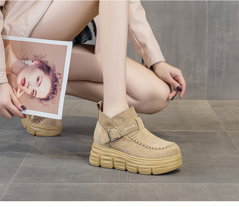 Giày boot nữ cổ cao đế dày tăng chiều cao phong cách Anh quốc cổ điển — M2961 màu đen, Lạc đà M2961, M2961 màu nâu, M2961 màu vàng chi tiết 19