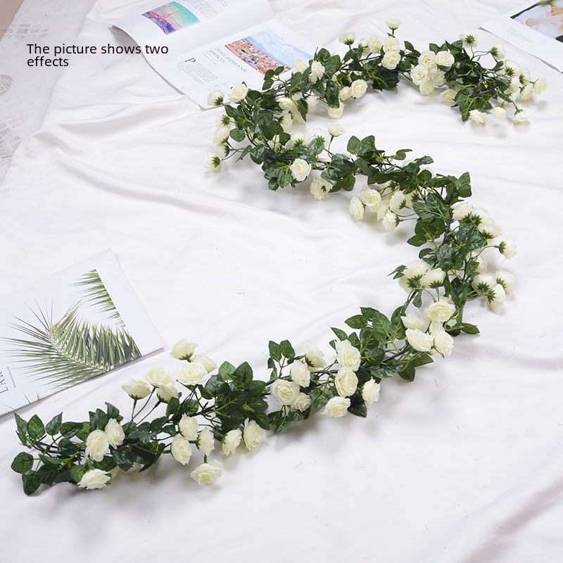 69 Artificial Rose Flowers Vine Long Strip Silk Flower Fake Leaves Vine Wedding Decoration Ceiling Pipe Winding Decorative Green Plants 