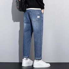 时尚宽松增高休闲百搭小脚潮流2023爆款秋季厚款牛仔裤男裤潮流