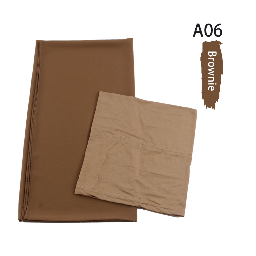 Muslim Women Chiffon HIjab With Matching Under Cap Hijab Headscarf Chiffon Long Shawl With Match Color Jersey Inner Caps