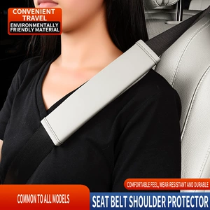 Cross-border car seatbelt shoulder pad, extended length, unisex, soft solid color leather protective cover, car interior accessories