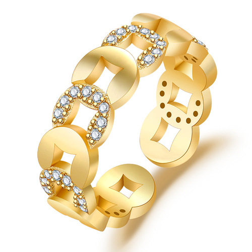 Copper coin ring, fashionable Chinese style micro-embellished hollow ring opening, adjustable opening, 2024 wealth fortune, ancient style ring