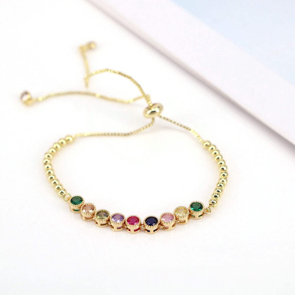Fashion Colorful Copper Bracelets Gold Plated Zircon Copper Bracelets