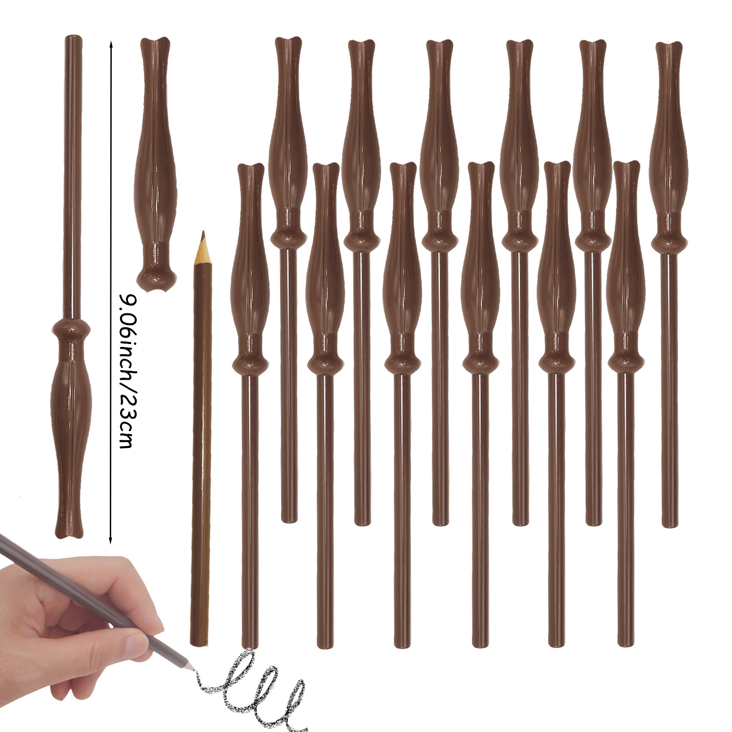 Lápiz de varilla de madera personalizado profesional, varita mágica, lápiz, pluma de escoba de bruja, marco de gafas de Harry Potter, pluma artesanal, bruja
