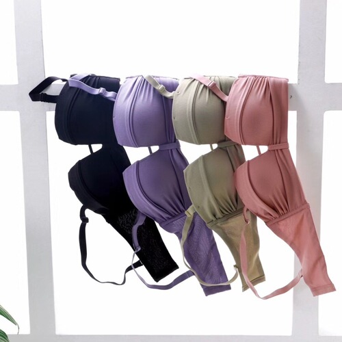 Foreign trade sexy four-corner cup seamless small breasts thickened push-up girl underwear without steel ring adjustable bra set