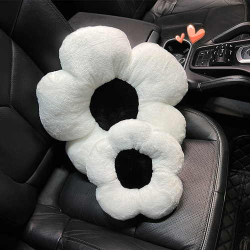 Car headrest Internet celebrity rabbit fur flower car comfortable neck pillow cushion Winter warmth and anti-fatigue car lumbar support