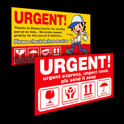 Urgent URGENT English stickers Expedited Delivery label MUDAH PECAH Urgent need Accelerate Distribution Sticker
