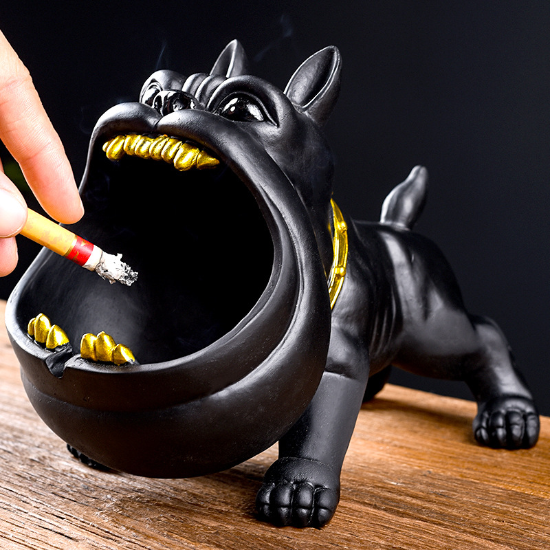创意家用客厅卡通社会大嘴犬烟灰缸个性潮流可爱大烟缸防风防飞灰