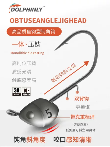 Luya micro lead hook Teflon coated blunt angle hook black pit perch mandarin fish anti-off hook door Ned lead hook