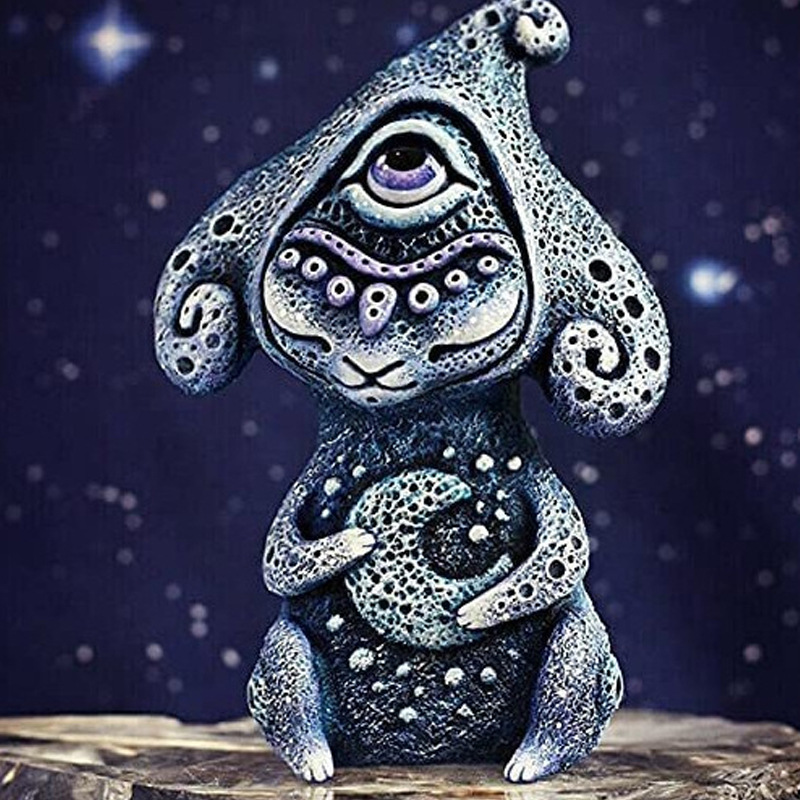 New Biological Fantasy Resin Garden Sculpture Crafts Three Eyes Alien Home Decoration Set_voghion.com