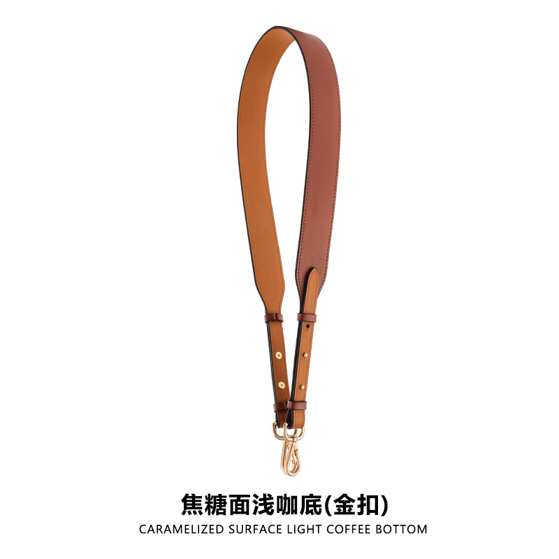 A- 6 adjustable caramel face shallow coffee bottom gold buckle