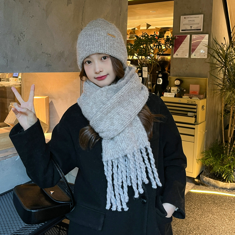 Versione coreana di nuova lana color caramella per le donne in inverno, versatile e calda, scialle di cashmere, studente_voghion.com