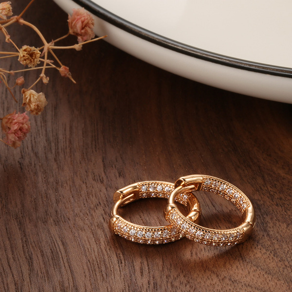 fashionable elegant shiny earrings with zircon