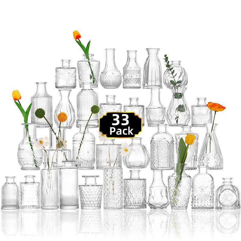 Juego de jarrones pequeños populares de Amazon, jarrones de estilo europeo para arreglos florales, decoración de alta gama para sala de estar y cocina