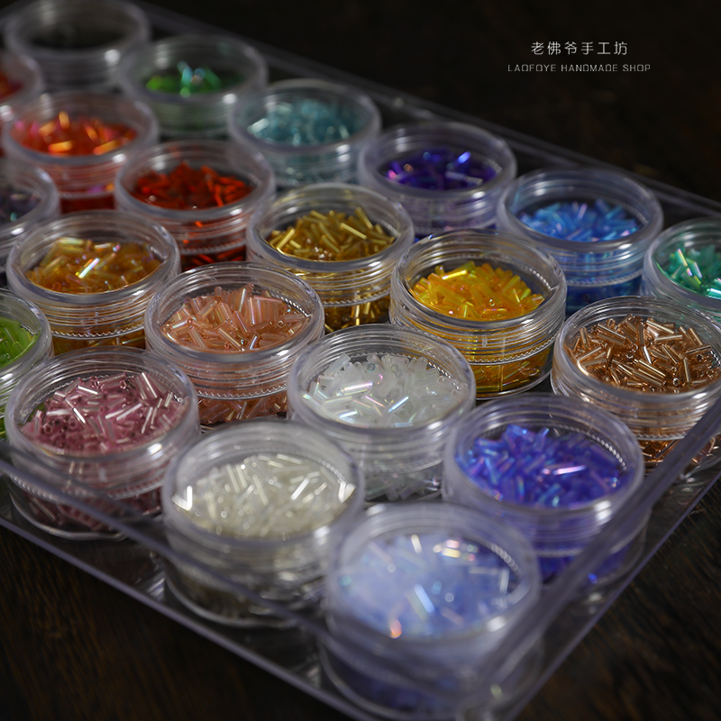 ✅ ✅ 『6Mm Long Tube Beads』Galeries Lafayette French Embroider Material Long Tube Beads Transparent Colorful Silver Filled Two Types 22