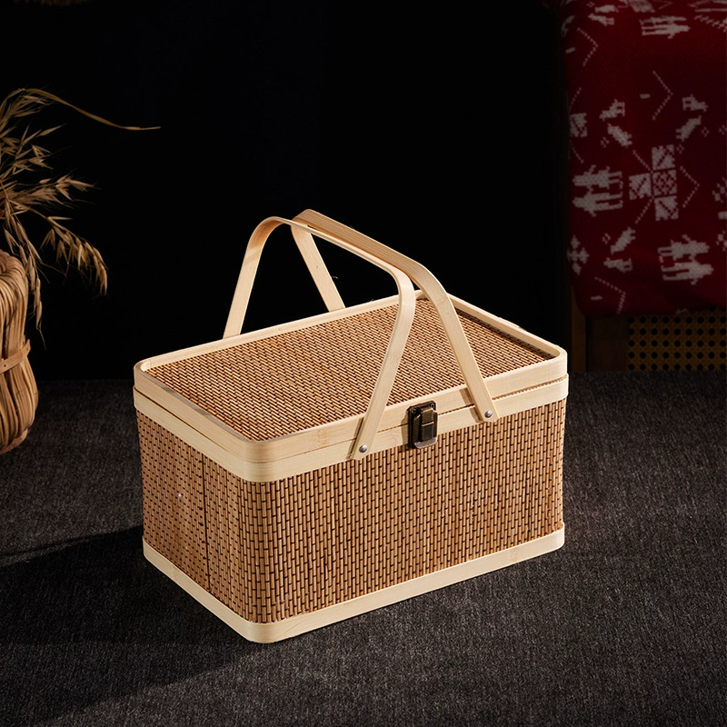 Ручная работа, элитные зонги, крабы с шерстяным пухом, лунные пряники, подарочная коробка с фруктами, внешняя упаковка из бамбуковой плетеной корзины, подарочная коробка.