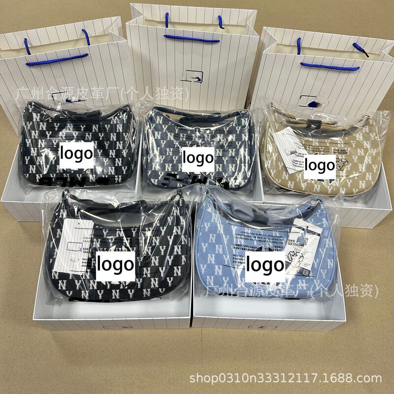 ml new Korean-style underarm bag, featuring a full-print design, fashionable and versatile denim tote bag, suitable for commuting, with a jacquard pattern and a dumpling-shaped design, for women ml new Korean-style underarm bag, featuring a full-print design, fashionable and versatile denim tote bag, suitable for commuting, with a jacquard pattern and a dumpling-shaped design, for women