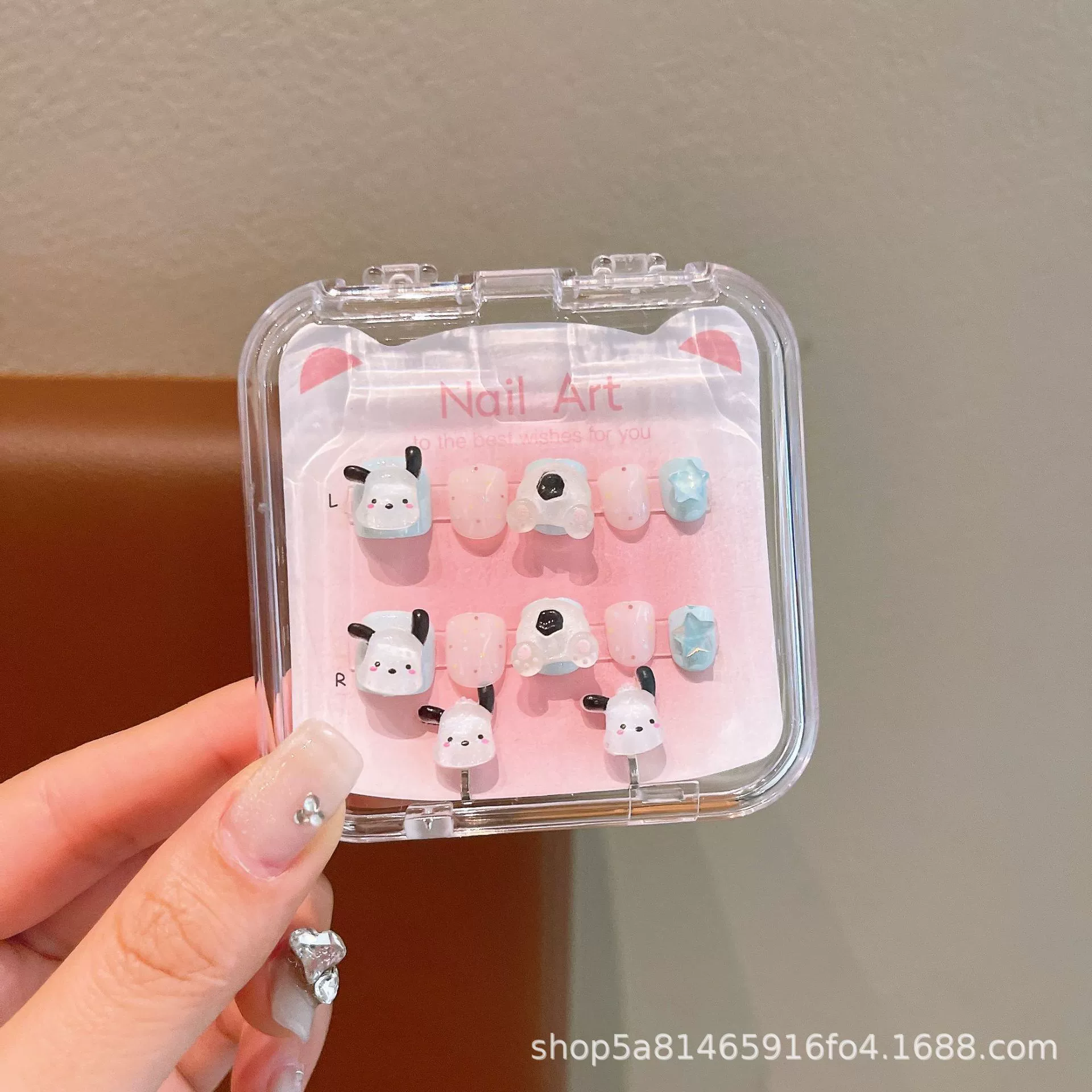 Sanrio, детские 3D-наклейки для ногтей, милые съемные мультяшные искусственные ногти