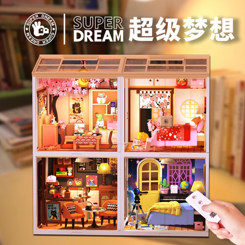 Cross-Border DIY Cabin Super World Assembled House Model Miniature Scene Box Theater Birthday Gift for Women