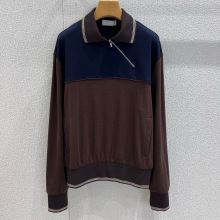 南油工厂M家 25新款后背字母绣布斜拉链翻领卫衣 男女同款上衣