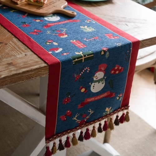 American Retro Christmas Style Table Flag Decor Strips, Luxurious and High-End, Tea Table, Dining Table, TV Stand Long Strip Festive Tablecloth