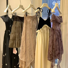 吊带连衣裙2025夏季新款十三行韩系海边度假风仙女吊带长裙子批发