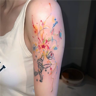 星星烟花小天使纹身贴ins高颜值纯欲性感辣妹手臂腿部遮疤贴纸