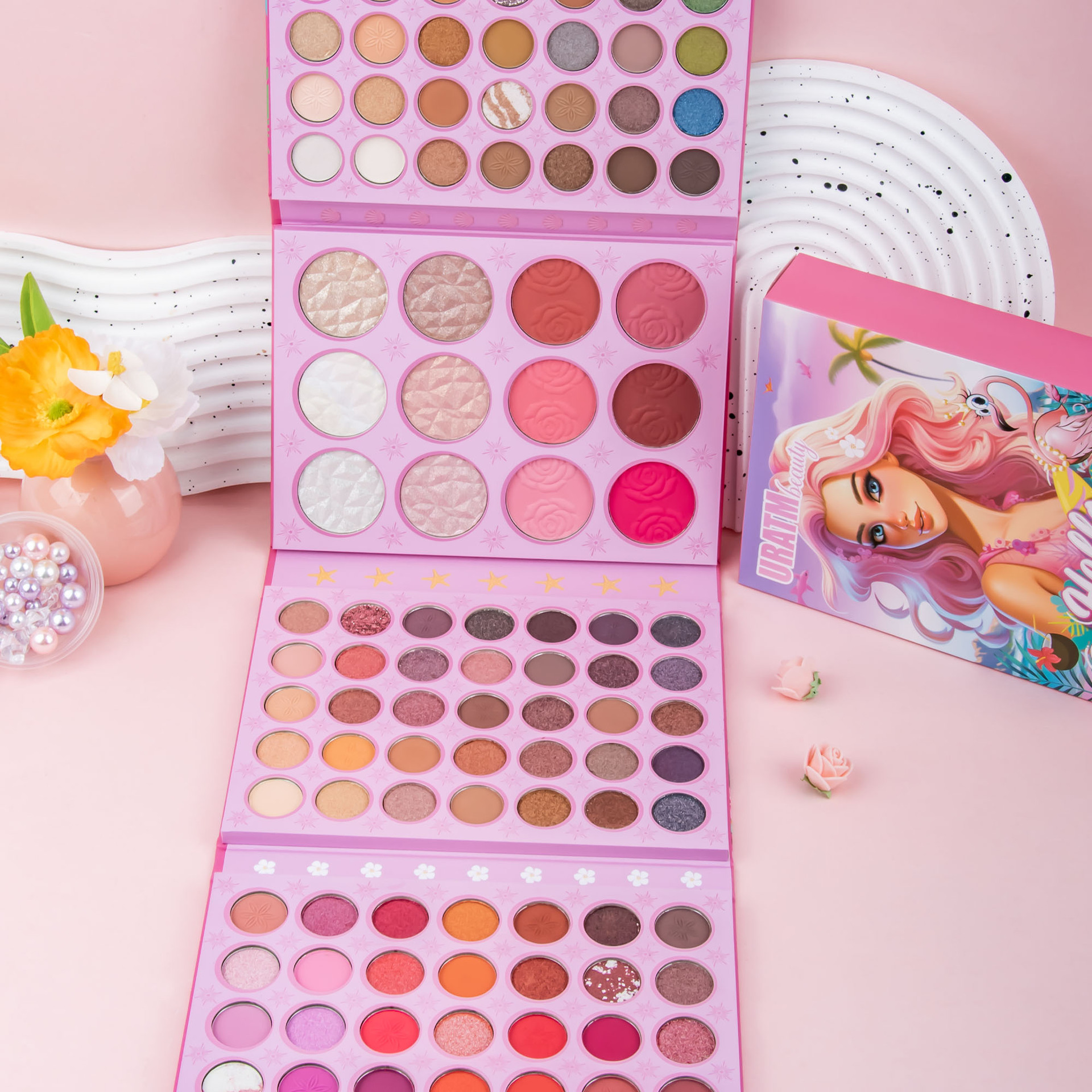 Cross-border 117-color folding eyeshadow palette, four-layer matte, pearlescent blush contour, high-gloss one-piece makeup palette undefined