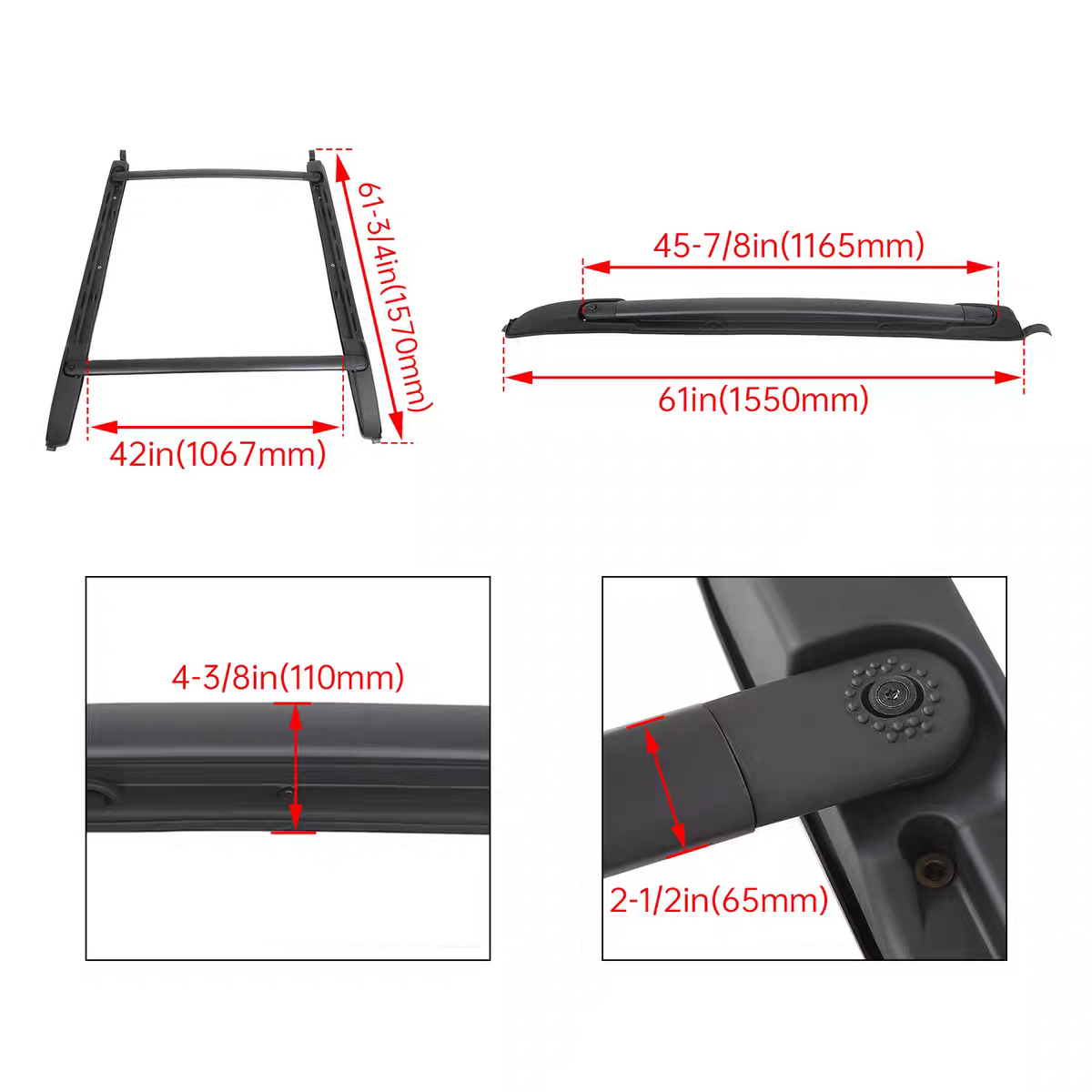 Tacoma Roof Rack Crossbars and Longitudinal Bars Double Cab Double Row Seats