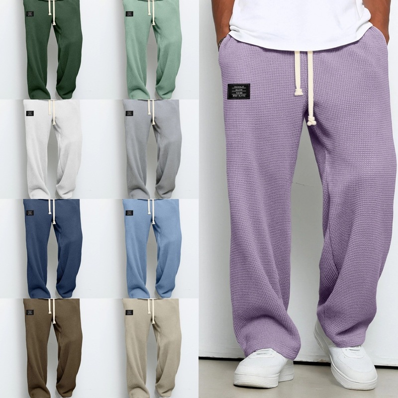 European and American Cross-Border Amazon Men's Spring and Autumn Trendy Loose Drape Straight-Leg Sweatpants Wide-Leg Sports Casual Long Pants