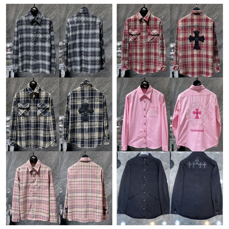 Authentic Cross-Border Trendy Brand Ch Button-Up Shirt with Sanskrit Letters and Horseshoe Pattern Jacket Wholesale