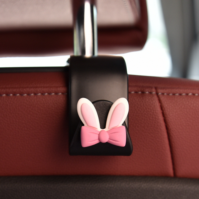Gancho para automóvil, respaldo del asiento del automóvil, suministros para automóvil, dibujos animados, lindo conejo, asiento trasero, gancho pequeño, plástico