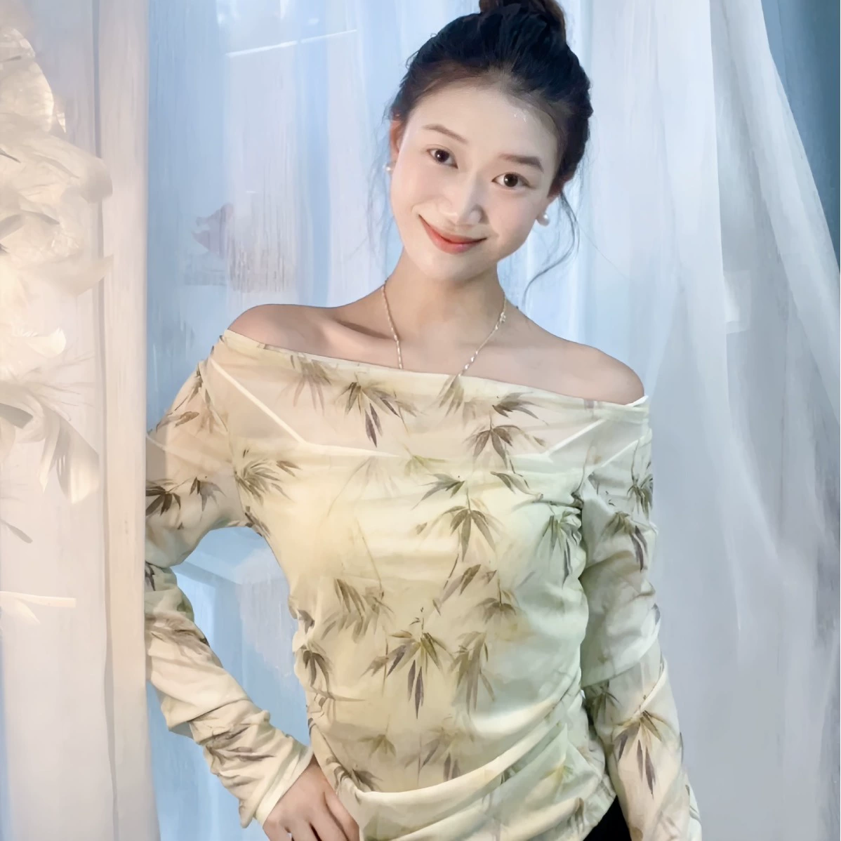 Танцевальная одежда Новая тренировочная куртка Современный классический танец бамбуковые листья с тонкими плечами и длинными рукавами