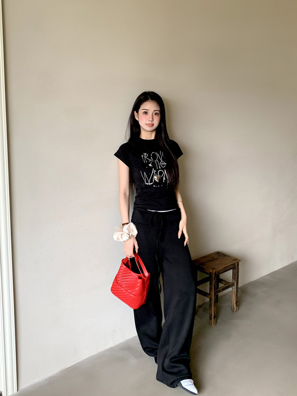 橘子树在哪儿高腰凉感休闲裤女夏季垂感直筒窄版弹力百搭显瘦裤子|undefined