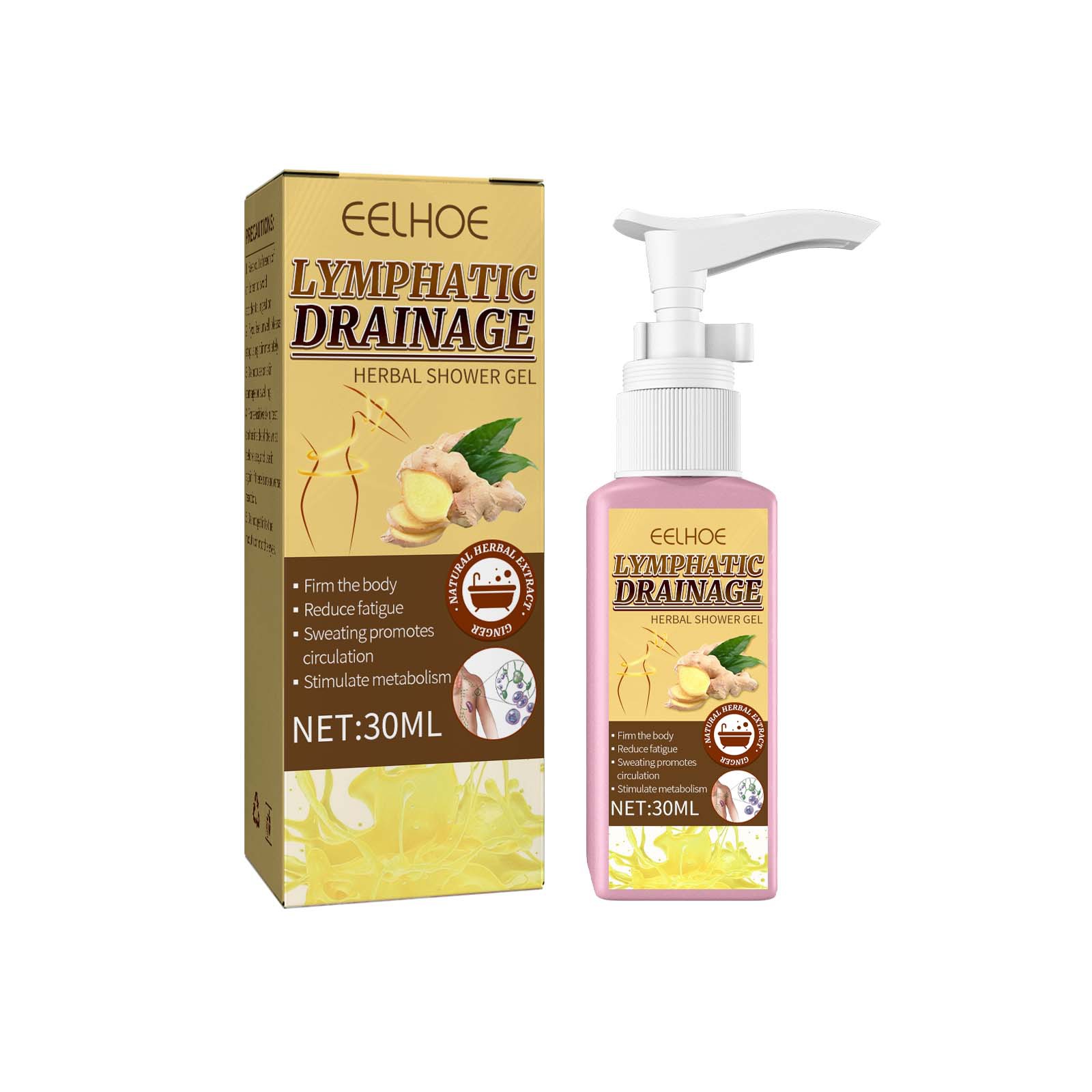 EELHOE Ginger Slim Body Shower Gel deeply cleanses, shapes waist, tightens belly, ginger essence moisturizes, shapes and tightens skin_voghion.com