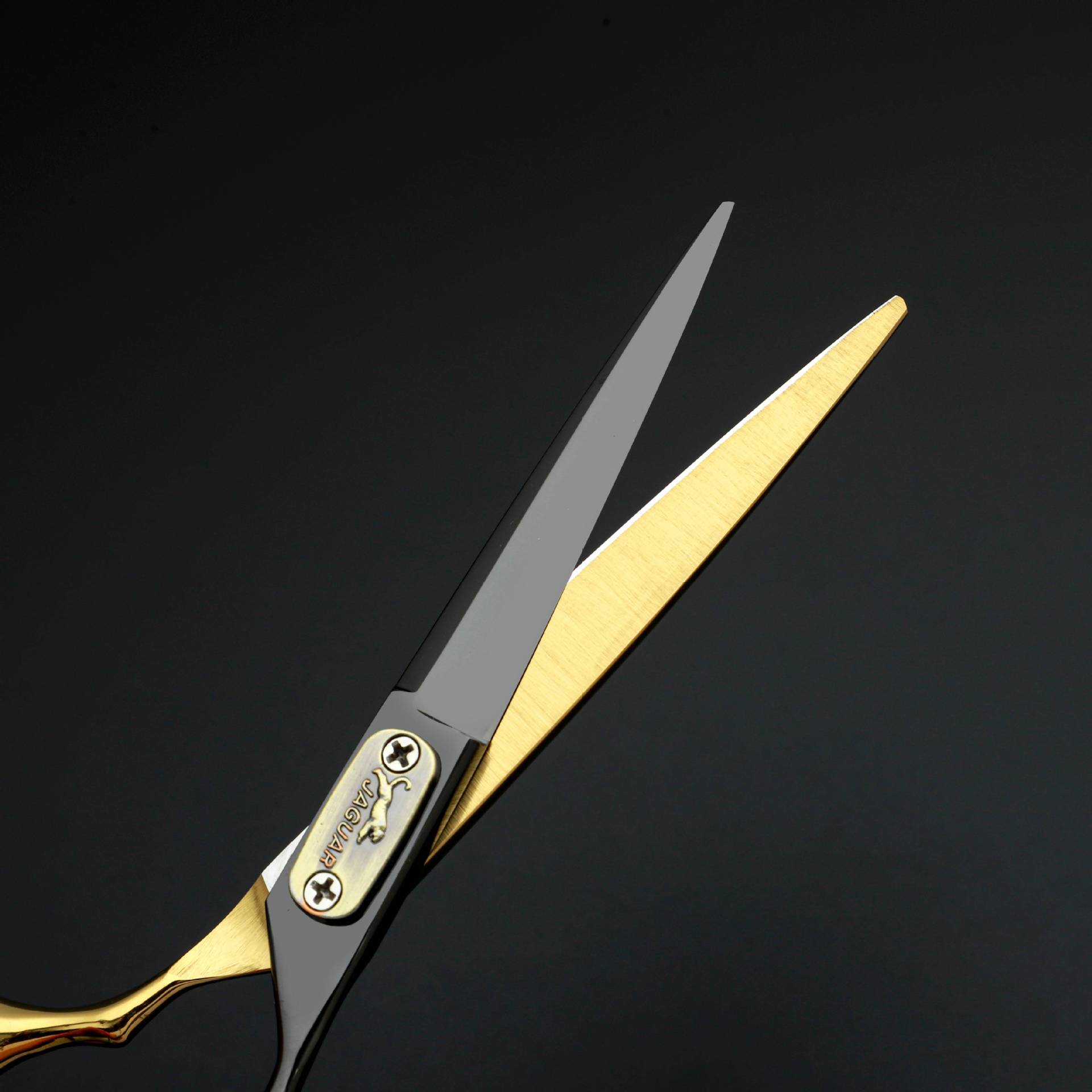 Tijeras de peluquería de alta calidad transfronterizas de oro negro tijeras de corte de pelo profesional tijeras de dientes sin marcas tijeras de corte de pelo peluquería cabello roto