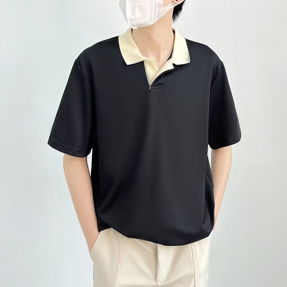 Camisa polo de manga corta con solapa Camiseta de verano de marca de moda para hombres Versión coreana de la tendencia delgada 2024 nueva camiseta de todo fósforo