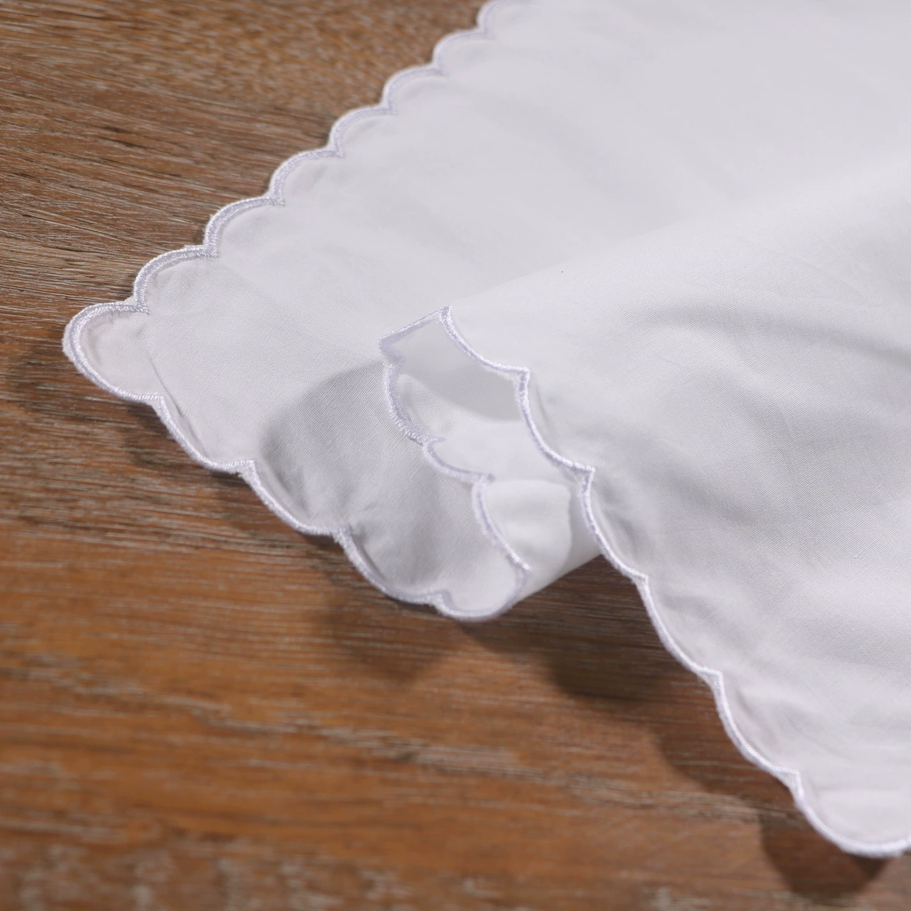 [C015 Lace Handkerchiefs 婚礼圣诞12“x12"白色纯棉绣扇贝边手帕]