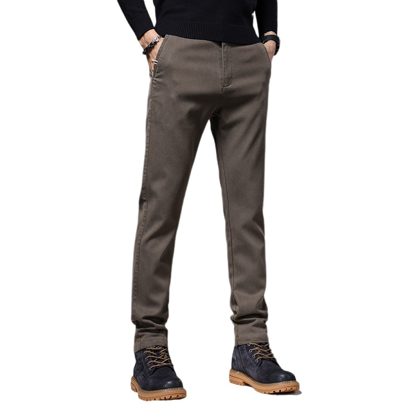 Otoño e Invierno nuevo negocio ligero pantalones casuales de los hombres de color sólido clásico moda estiramiento pantalones delgados de gama alta de los hombres boutique