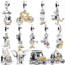 潘家多拉串珠925银米奇、猴子、熊、大象吊坠项链DIY批发精致镶钻