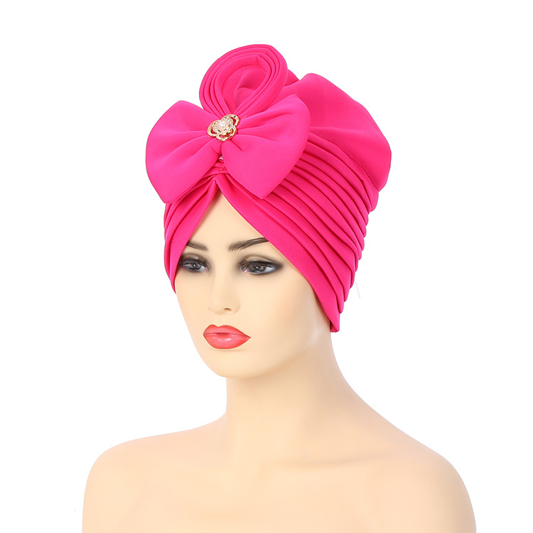 Muslim headscarf Space layer bow accessories Pleated watermelon hat African hat Muslim hat_viptrois.com