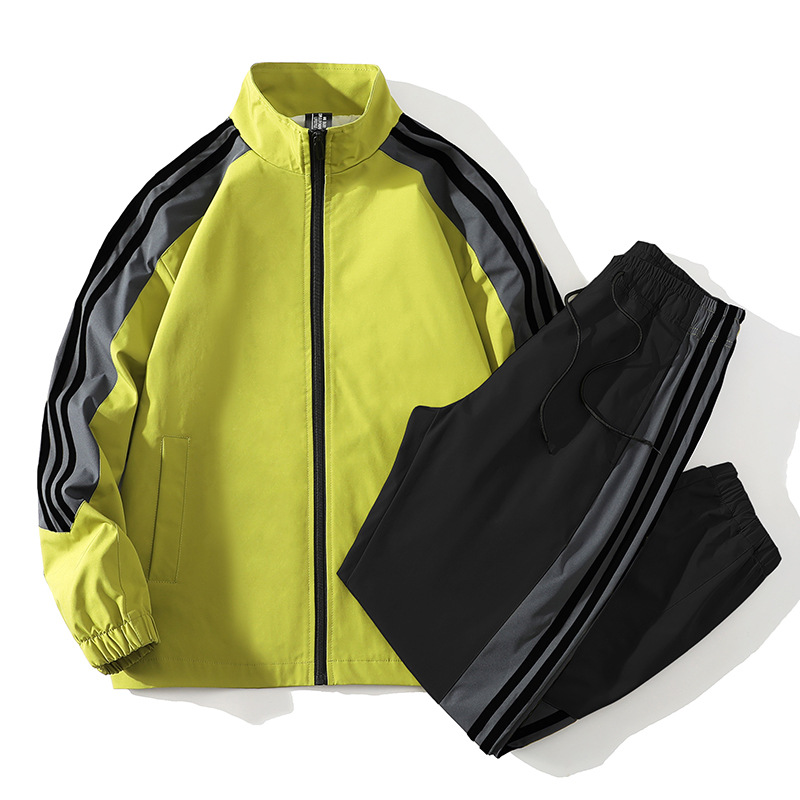 Trajes deportivos transfronterizos de tres barras, chaqueta de cuello vertical de moda para hombres, trajes casuales de primavera y otoño para hombres, tamaño grande