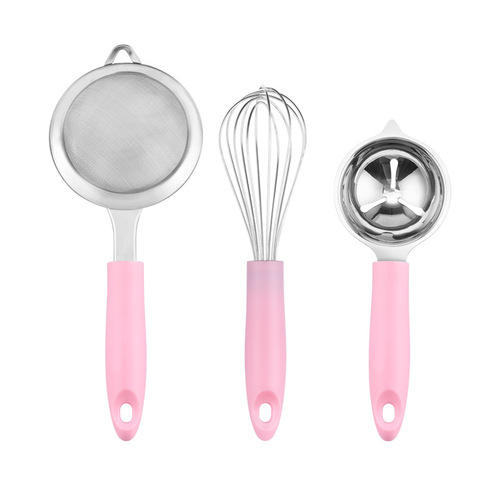 Stainless steel egg whisk hand whipped cream egg separator mixer household egg beater egg scoop baby food tool