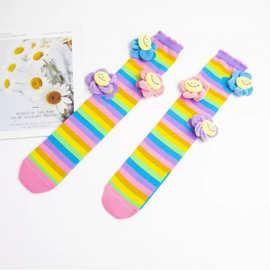 跨境热销卡通袜子潮流彩色亚马逊网红款袜子流行袜3D立体潮袜