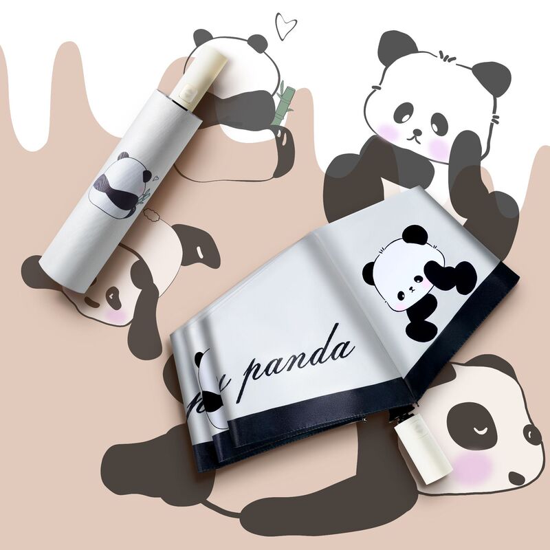 Full-Automatic Large Umbrella Folding Sun Umbrella Cute Panda Wind-Resistant UV-Resistant Sunshade Umbrella Sunny and Rain Umbrella