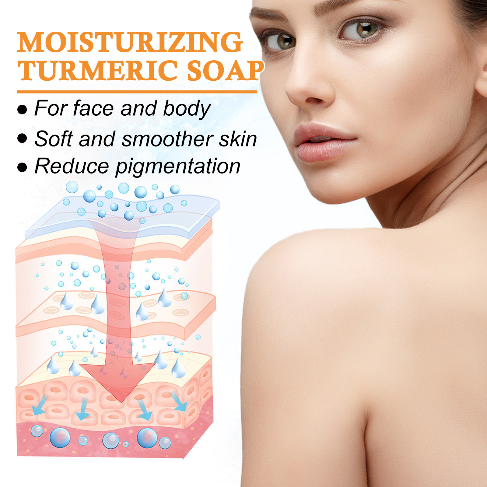 EELHOE Turmeric Whitening Skin Soap Cleans and beautifies the private parts of elbows and knees, brightens skin, moisturizes and whitens_voghion.com