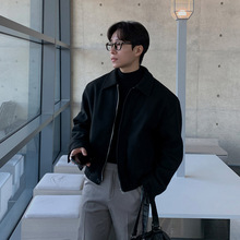 ASCLO短韩版春季新款短款外套痞帅拉链加厚毛呢夹克潮流百搭上衣