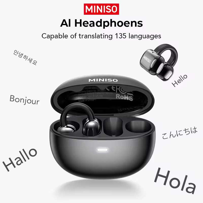 Miniso Ms198 Bluetooth V6 Earphones Ows Ear Clip Sports Earphones Ai Translator Wireless Earphones
