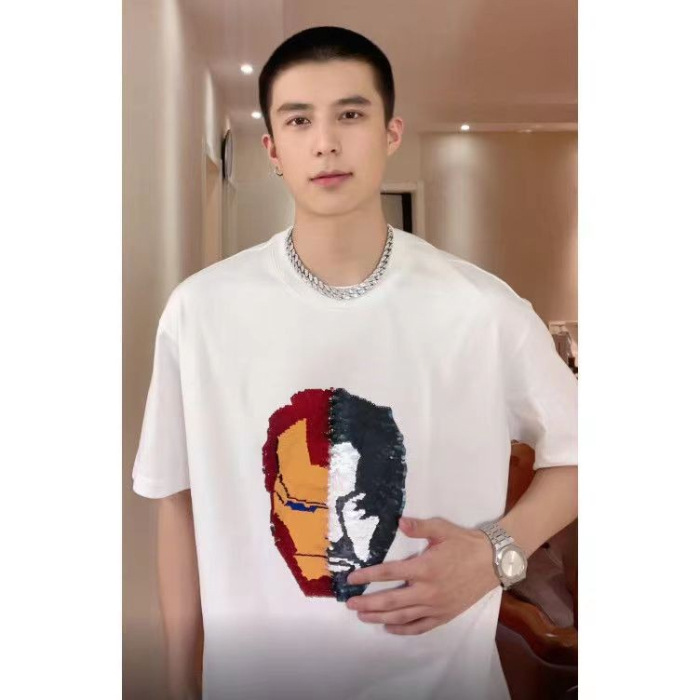 Padres e hijos con lentejuelas que cambian de color para niños verano nueva entrega de una sola pieza de Camiseta de algodón de dibujos animados que cambia la cara