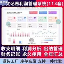 财务会计管理excel表格收支记账系统利润分析可视化资金预算报表